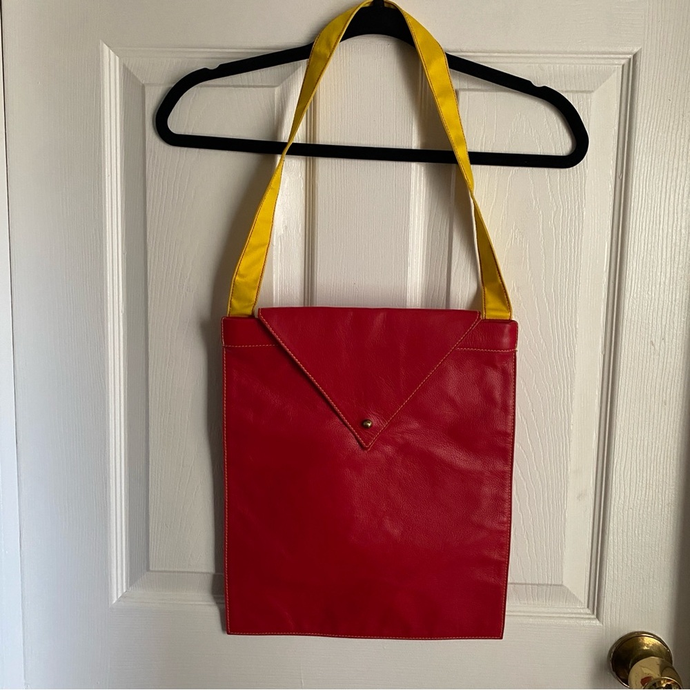 Zac Posen x DHL Red & Yellow Leather Envelope Handbag